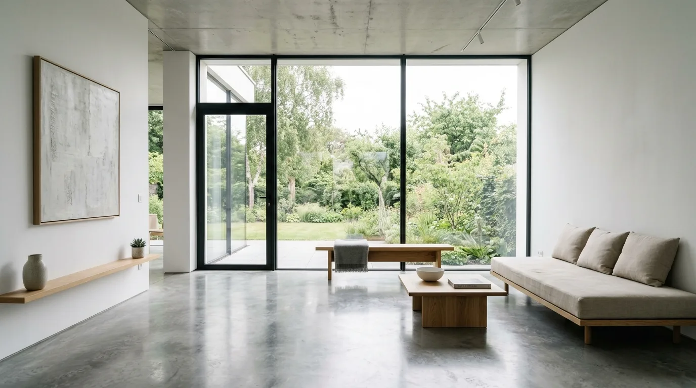 Make the room feel open from every angle inspiration for a minimalist living room.